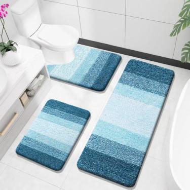 Imagem de Conjunto de tapetes de banheiro OLANLY, microfibra absorvente macia, 3