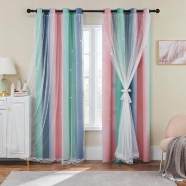 Imagem de Cortinas XiDi Rainbow Kids Blackout 160x132 cm 2 painéis