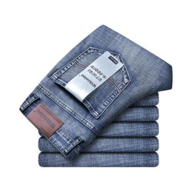 Imagem de Calças Jeans Clássicas Azul E Preto Para Homens, Casual, Estilo Reto, 