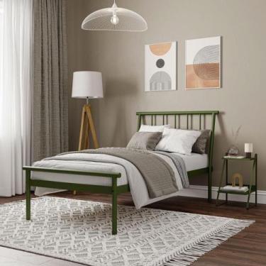 Imagem de Cama Solteiro em Aço Begônia CabeCasa MadeiraMadeira Verde Musgo