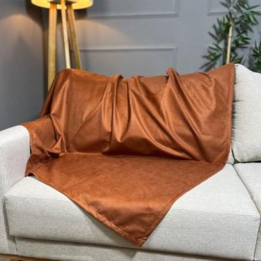 Imagem de Manta Sued Aveludada para Sofá - Toque Macio e Luxuoso, Decorativa e Aconchegante, Ideal para Salas e Quartos(Terracota,6 Lugares)