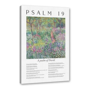 Imagem de Scripture Psalm Collection Monet Van Gogh Famosa pintura em aquarela impressa versículo bíblico pôster em tela decoração de parede de casa cristã (SKU5,40.6x50.8 cm = (40x50cm), emoldurado (tela