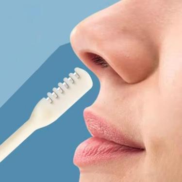 Imagem de 2 peças/pacote com pente para dentes de nariz e orelha, cortador de pelos 360 rotativos, seguro e fácil, para mulheres e homens, manual, 8,3 cm (lâmina única)
