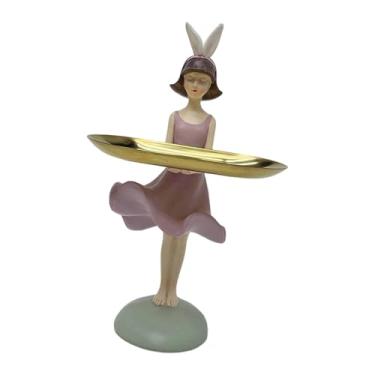 Imagem de Generic Bandeja com estatueta de em resina, porta-chaves, organizador de mesa para escritório, organizador de balcão para perfumes, óculos, objetos