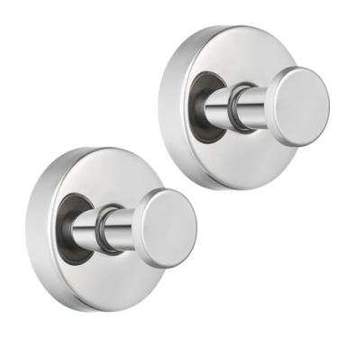 Imagem de Eolax Ganchos de ventosa para chuveiro/banheiro, resistentes, removíveis para toalhas, roupões, bucha - ganchos de aço inoxidável sem broca para vidro, espelho, azulejo, cozinha (pacote com 2) cromado