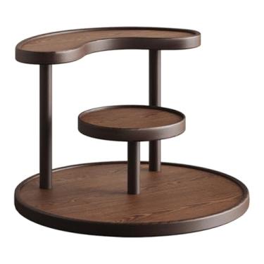 Imagem de Fenteer Organizador de mesa de madeira, prateleira prática e rústica para maquiagem, ideal para despensa, banheiro ou de dormitório.