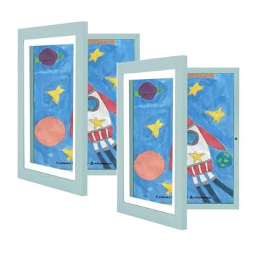 Imagem de 2-Pack Molduras de Arte Moldura Armazenamento para Exibição Objetos com Abertura Frontal Acomoda 50 Peças Artesanatos Imagens 3D Desenhos Infantis Par