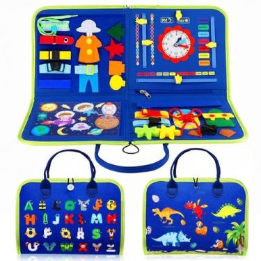 Imagem de Brinquedo de Atividades Educativo Montessori Sensorial Baby Azul - Toy