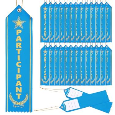 Imagem de Tingjoo Fita de prêmio 50 peças 20 x 5 cm fitas de prêmios com cartão de evento e cordão de presente para competições escolares esportes encontra torneios competições festa casa estudo suprimentos