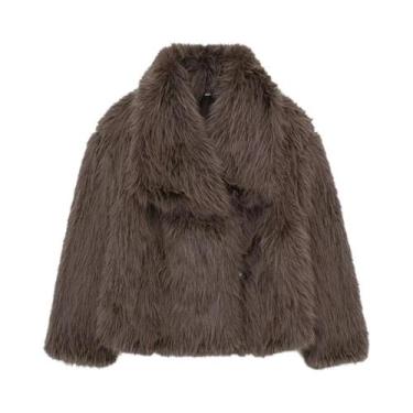 Imagem de Jaqueta Vintage Feminina Cropped De Pele Sintética Com Manga Longa E G