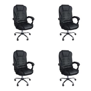 Imagem de Kit 4 Cadeiras Escritório Presidente Ergonômica - Preto