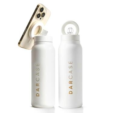 Imagem de DARCASE AquaLux Pod – Garrafa de água e tripé de luxo 2 em 1 de aço inoxidável – Garrafa de água de viagem à prova de vazamento para criadores de conteúdo – Garrafa isolada reutilizável com suporte de