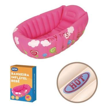 Imagem de Banheira Inflável Anti Deslize Bebê Sinalizador Temperatura - Mor, Ros