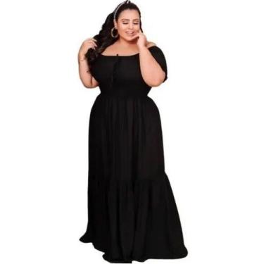Imagem de Vestido Longo Plus Size  Lindo ! - Reyn Store, Preto absoluto, G1 (50-