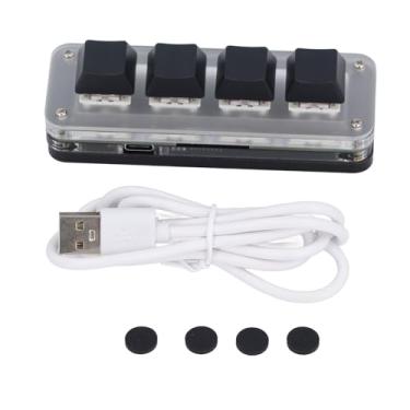 Imagem de Mini teclado de 4 teclas USB C com fio à prova de poeira interruptor vermelho programável teclado mecânico customizável com luz RGB para escritório de jogos ABS metal acrílico