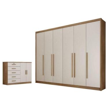 Imagem de Guarda Roupa Casal Bragança e Cômoda Seul Cumaru 25 Fendi - Novo Horiz