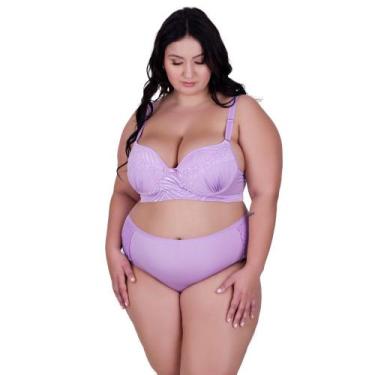 Imagem de Conjunto Sutiã e Calcinha Lingerie Plus Size Cós Alto com Detalhe de R