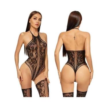 Imagem de Bodies Sexy Femininos Sem Entrepernas Em Malha Transparente Com Cintur