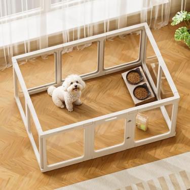 Imagem de Jalove Cercadinho De Acrílico Para Cães Interno, Cercadinho De Plástico Para Animais De Estimação De 24" H Com Porta, Cercadinho Transparente Para Animais De Estimação Para Filhotes, Gatos, Coelhos,