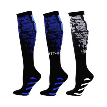 Imagem de Meias De Compressão Com Estampa Floral, Pacote Com 3 Pares Para Homens