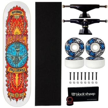 Imagem de Skate Wood Light Maple 8.0 Roda Next 53 Black Sheep Abec 15-Masculino