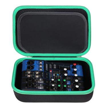Imagem de Estojo rígido de armazenamento compatível com mixer estéreo YAMAHA MG06X/MG06 6 entradas/AG03/AG03 MK 2/AG06MK 2, bolsa de transporte rígida protetora (somente case) (preto e verde)