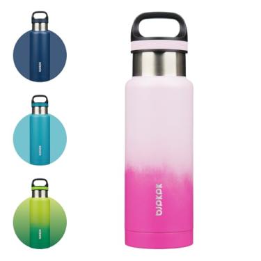 Imagem de BJPKPK Garrafa de água isolada de aço inoxidável de 510 g com alça de parede dupla, garrafa isolada a vácuo, livre de BPA, cereja