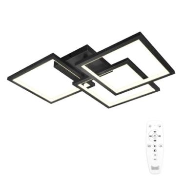 Imagem de Luminária de Teto LED Moderna, Preta Plafon Led Sobrepor, Luminária Triangular Regulável Embutida, 3000K-6000K