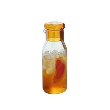 Imagem de Jarra de vidro resistente ao calor de 850 ml para bebidas para leite, gelo, café, água e suco, geladeira, jarro, bule de chá, garrafa, garrafa de água (laranja)