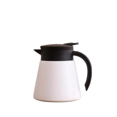 Imagem de Pote de isolamento térmico de aço inoxidável 304 duplo aspirador doméstico pequena chaleira quente para escritório mini café (branco, 680 ml)