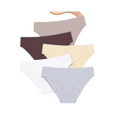 Imagem de Calcinhas Femininas De Cintura Baixa Sem Costura 5 Peças De Seda Gelad
