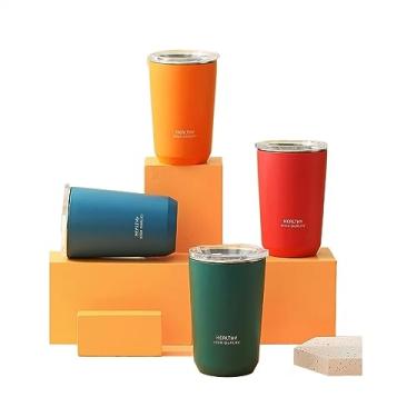 Imagem de KEG801302 1 caneca de café moderna à prova de vazamento antiderrapante copo de viagem a vácuo garrafa de água de aço inoxidável de parede dupla utensílios para bebidas (verde)