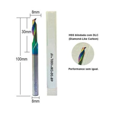 Imagem de Fresa Pantógrafo Corte Ø8 x AC30mm x Haste Ø8mm x CT 100mm - hzp Cente