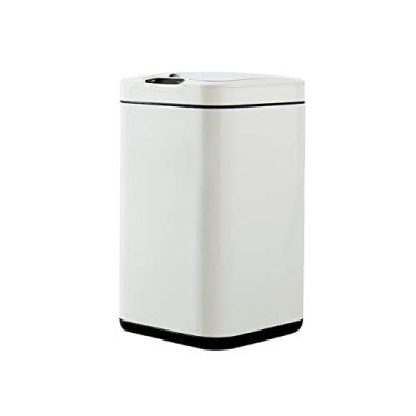 Imagem de Lixeira 8L/13L Indução Inteligente com Tampa Grande Capacidade Quarto Sala de Estar Lata de Lixo Cozinha Banheiro Cesto de Resíduos Escritório Estudo Lixeira Cozinha Dumpster(Branco, 8L)