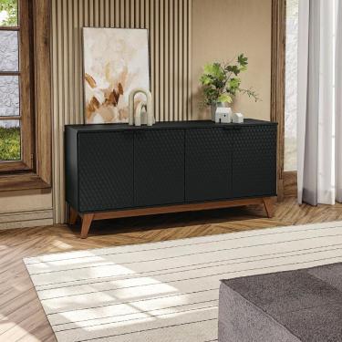 Imagem de Aparador Kappesberg 4 Portas 3D Preto Fosco 180cm