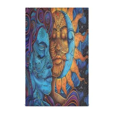 Imagem de xigua Conjunto de 1 panos de prato de cozinha de sol e lua, macios e altamente absorventes de secagem rápida para limpeza de pratos e limpeza à mão, 71 x 45 cm