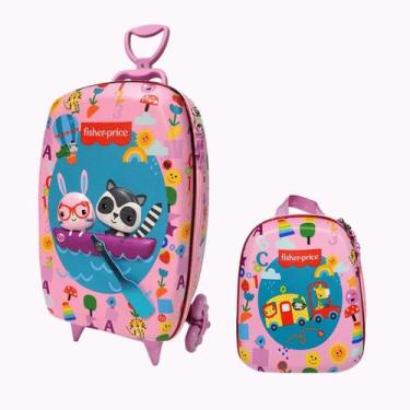 Imagem de Kit Mala 3D e Lancheira Barquinho Infantil Rosa Fisher Price - KitML3D
