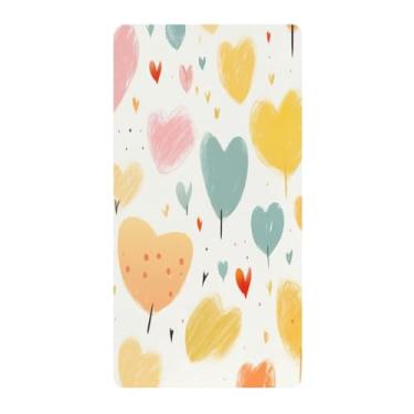 Imagem de Blueangle Lençol de berço padrão para berço infantil - Lençóis de algodão macio e respirável com coração colorido (615)