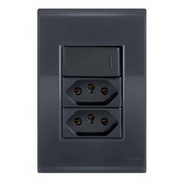 Imagem de Conjunto 1 + 2 Tomadas 20A - Tramontina Liz Grafite