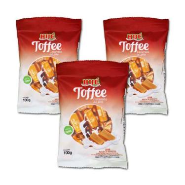 Imagem de Bala toffee de caramelo de leite zero 100g hue - kit 3 unidades