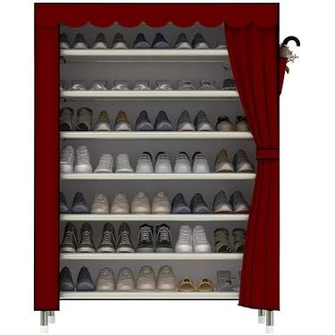 Imagem de Prateleira de sapato, organizador de sapato, torre de sapato, 8 camadas, organizador portátil de armazenamento de sapatos, armário de sapatos, prateleiras com capa de tecido à prova de poeira para
