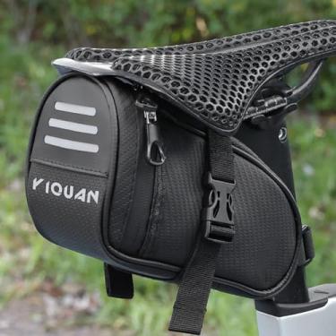 Imagem de Bolsa de bicicleta com alça com material refletivo – bolsa de selim espaçosa com divisória separada para itens pequenos e espaço para todos os seus itens essenciais – Bolsa de bicicleta com gancho de