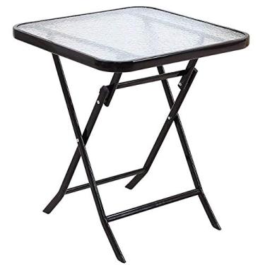 Imagem de Mesa dobrável quadrada de vidro, multifuncional, mesa de jardim, mesa de jantar, mesa de jantar nórdica, telescópica, dobrável, apartamento pequeno