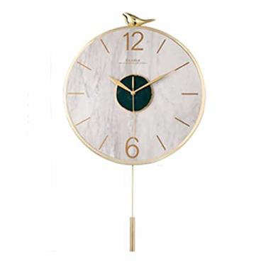 Imagem de Relógio de parede ágata metálica sala de estar casa relógio de cozinha indefinido dourado (cor: verde tamanho: 56 cm) (verde 56 cm)