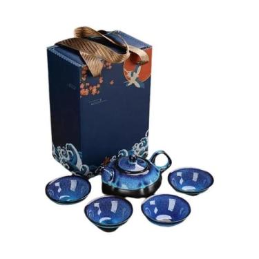 Imagem de Conjunto De Chá De Cerâmica Jun Kiln Para Chá Kung Fu Com Bule E Xícar