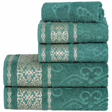 Imagem de Jogo de Banho Toalhas Malau Decorado 100% Algodão 5 Peças - Verde Erva Doce