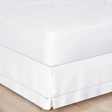 Imagem de Saia Cama Casal Queen Box Percal 180 Fios Acabamento em Ponto Palito - Branca
