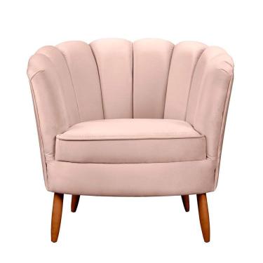 Imagem de Poltrona Decorativa Ariel Petala Pés De Madeira Rose