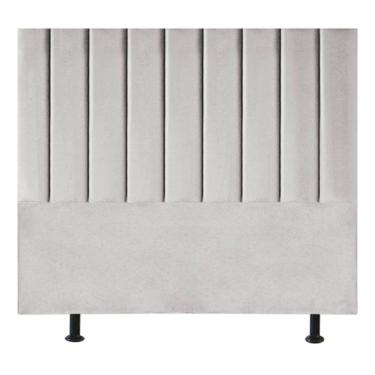 Imagem de Cabeceira Estofada Cama Box King 195 Cm Paolla Linho cinza Claro