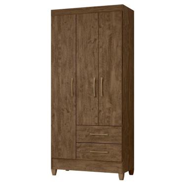 Imagem de Guarda Roupa Solteiro Lima 3 Portas E 2 Gavetas Castanho Wood Moval Castanho Wood